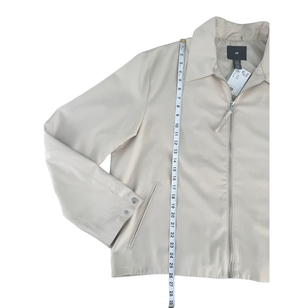 H&M Mens Regular Fit Twill Jacket XXL Beige Zip Front Minimalist NWT - Picture 6 of 8